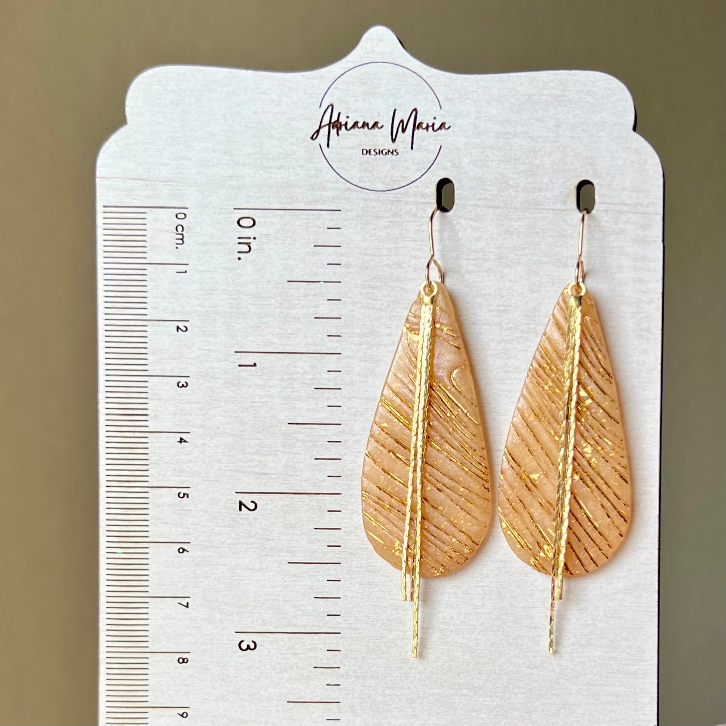 Beige Translucent Teardrop Polymer Clay Earrings