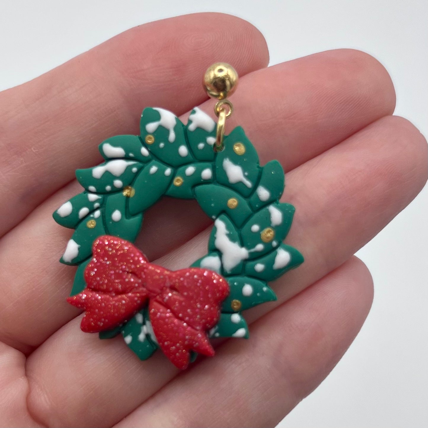 Christmas Wreath Polymer Clay Earrings