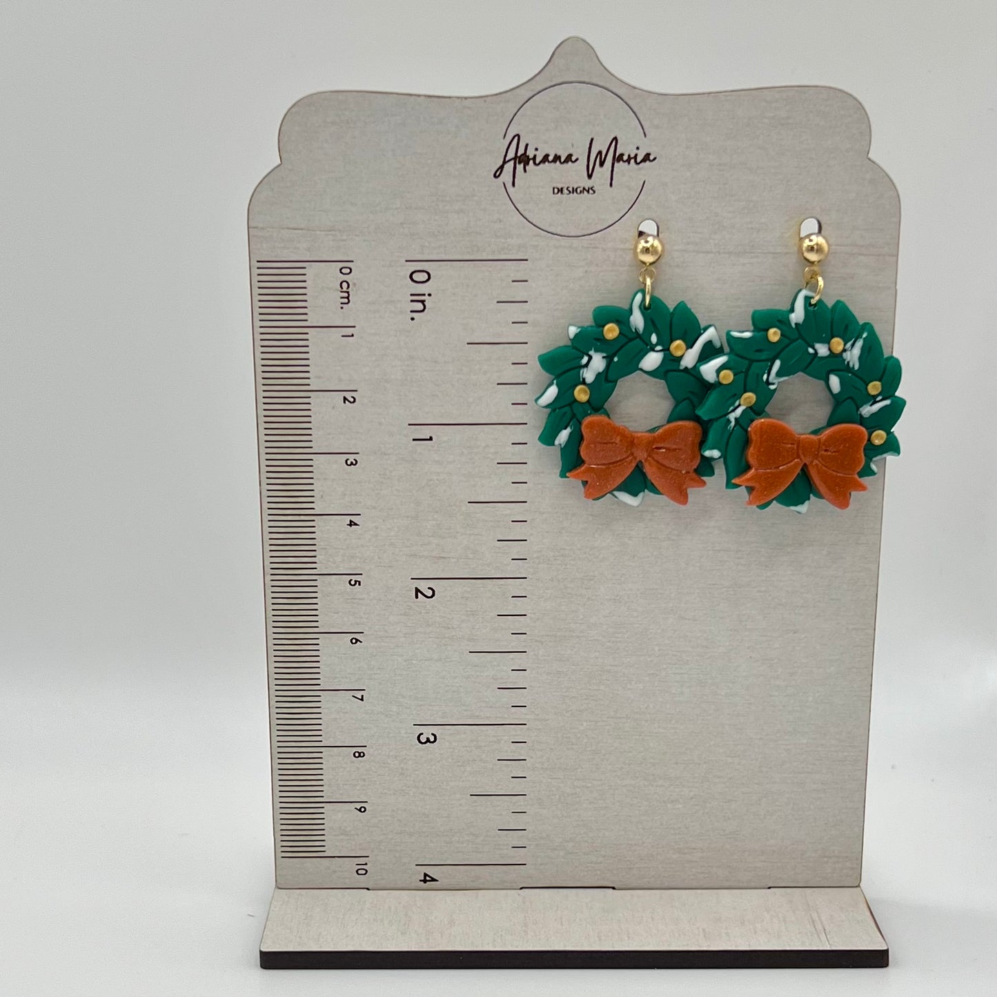 Christmas Wreath Polymer Clay Earrings