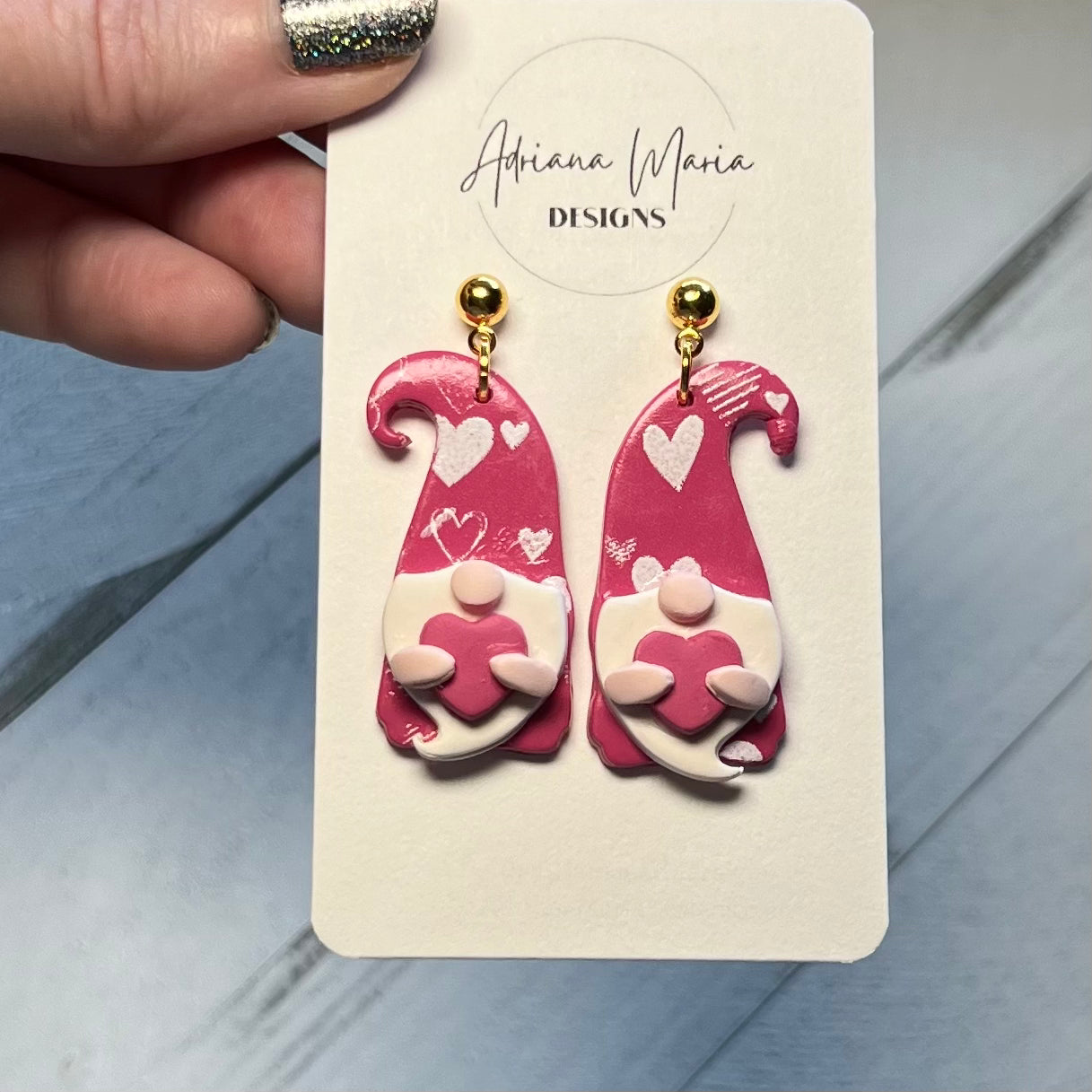 Heart Gnome Polymer Clay Earrings