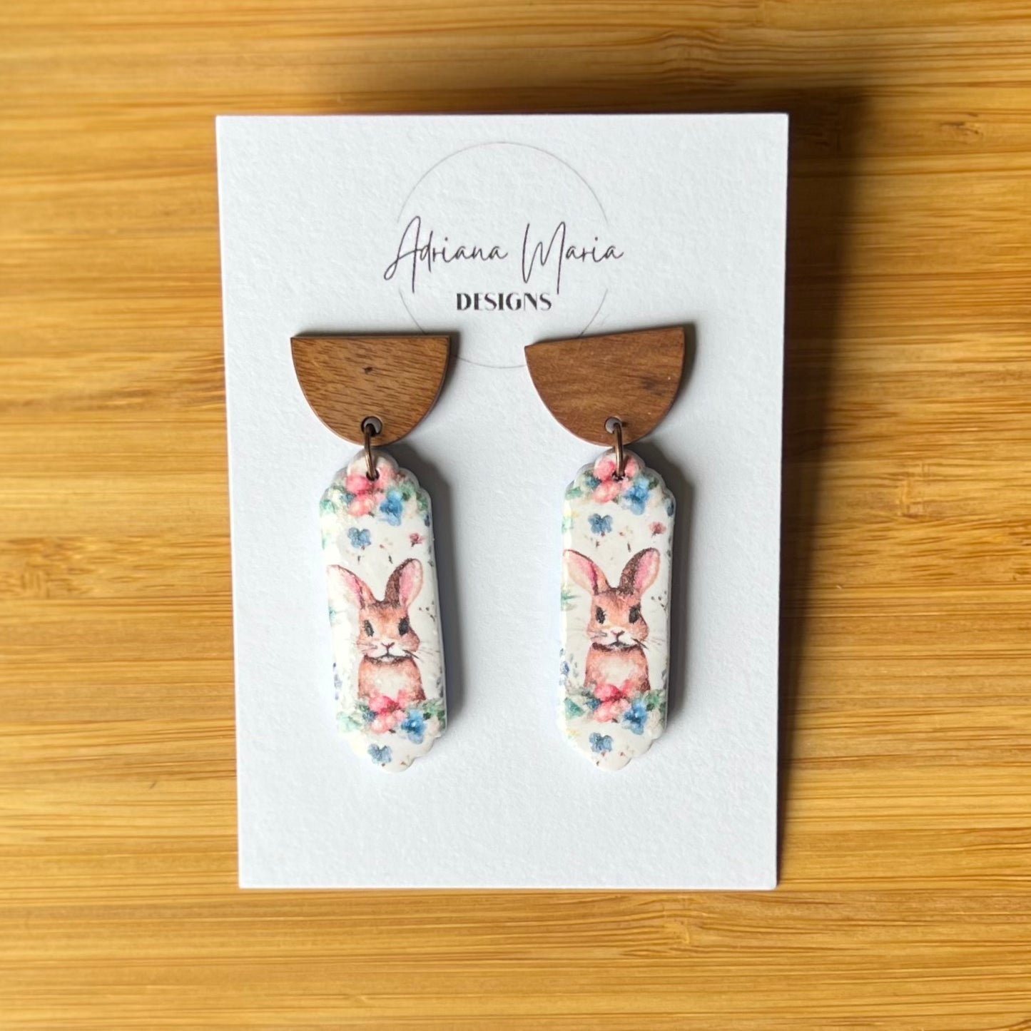 Bunny Floral Polymer Clay Earrings