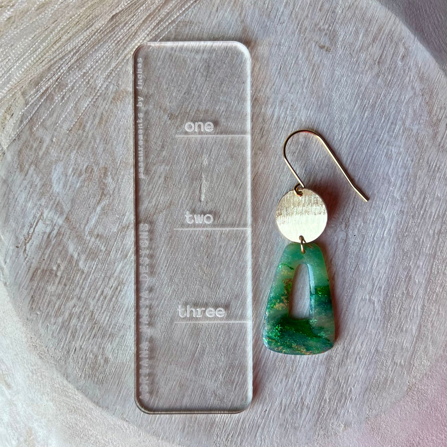 Green Marbled Polymer Clay Earrings