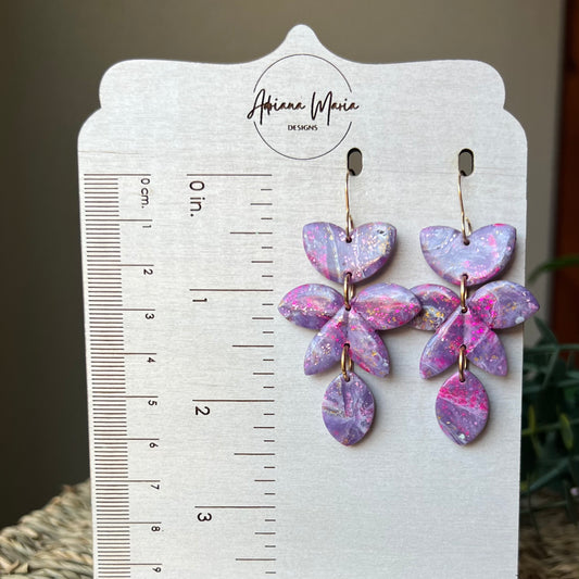 Purple Marbled Clay Earrings