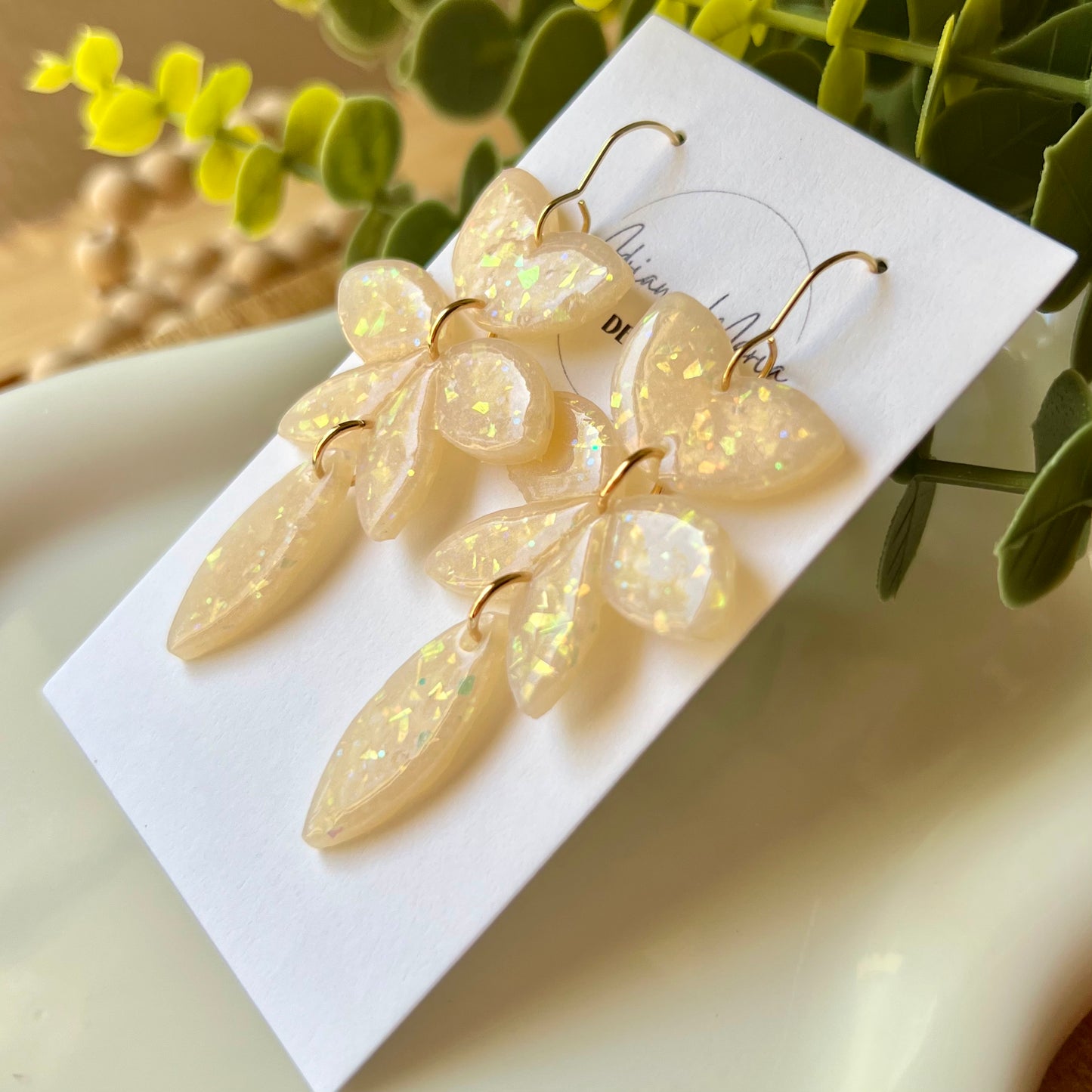 Opal Polymer Clay Statement Earrings