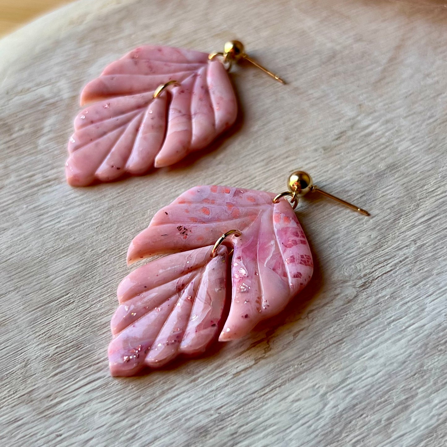 Rose Quartz Inspired Polymer Clay Earrings