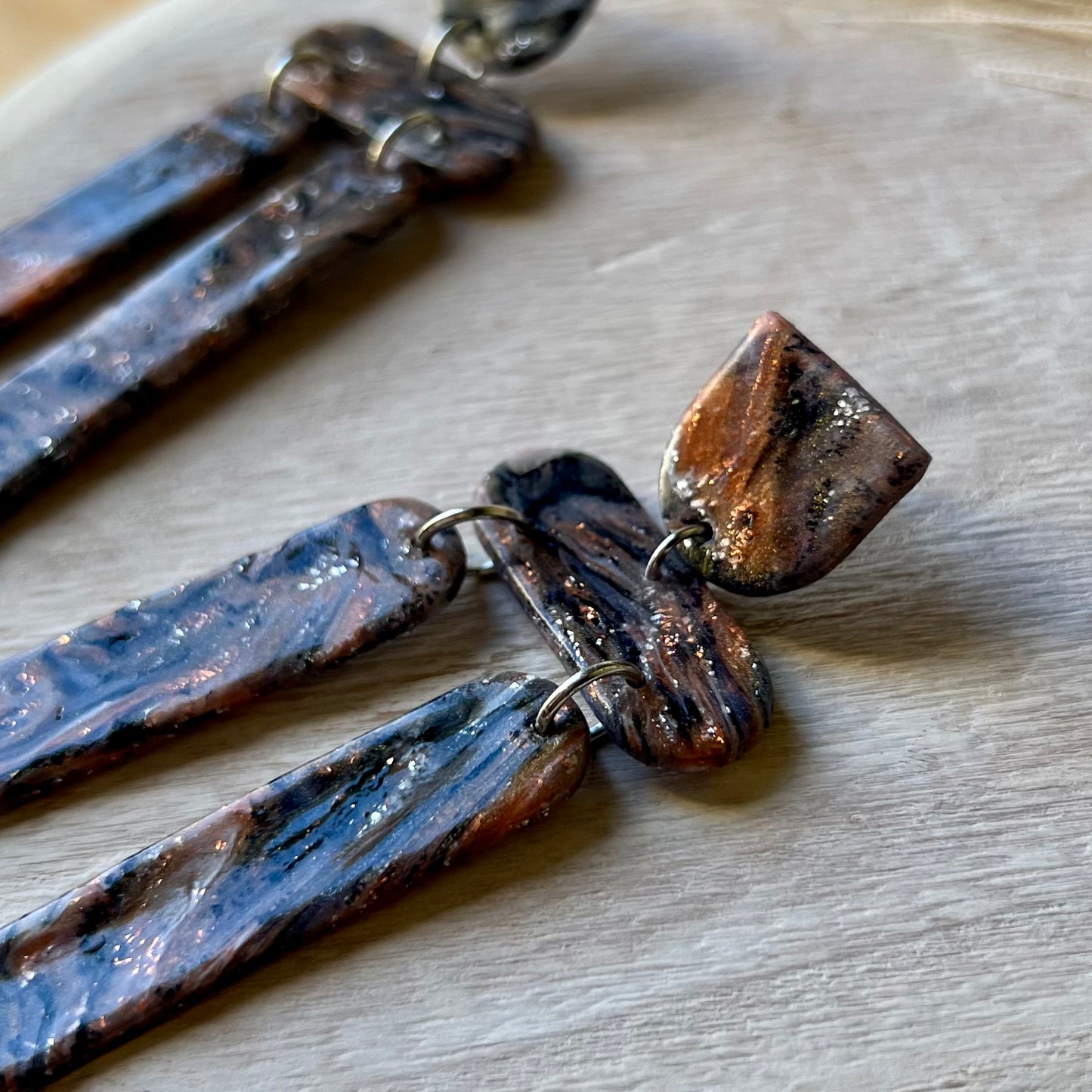 Long Boho Polymer Clay Statement Earrings