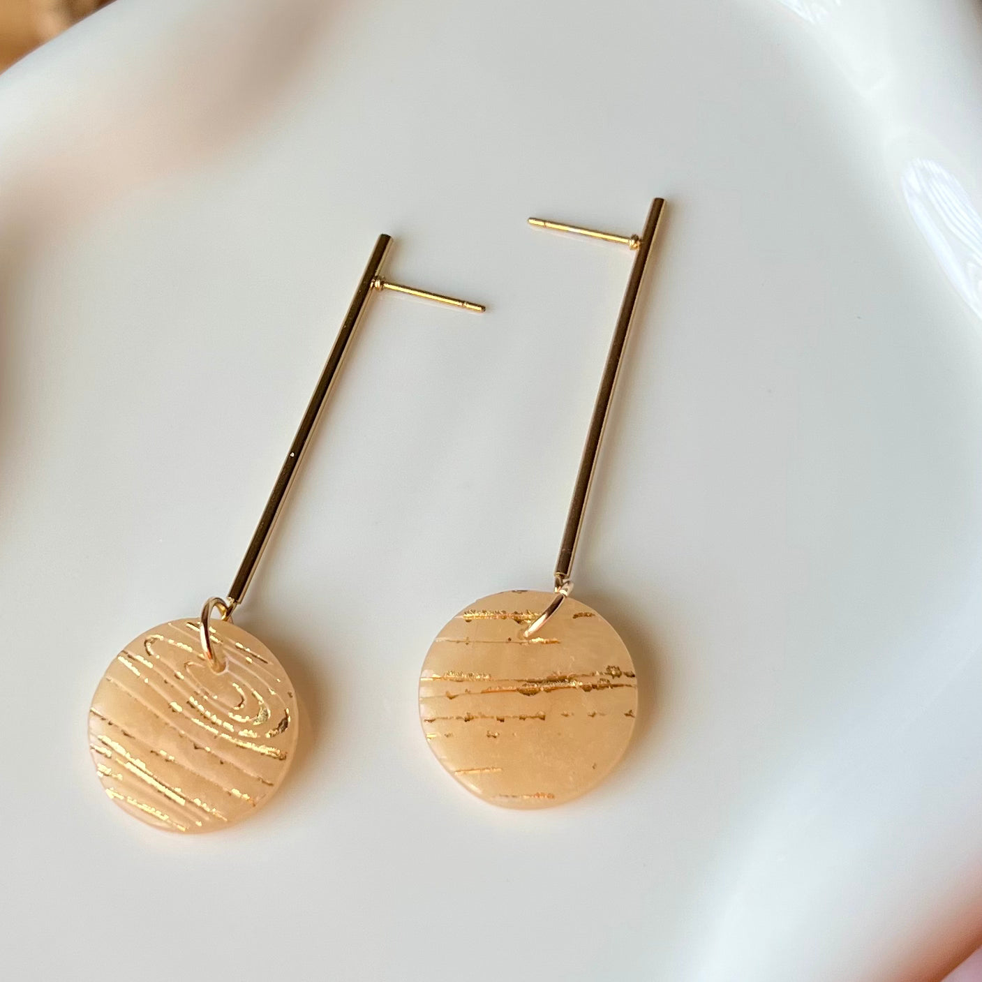 Beige Translucent Polymer Clay Earrings