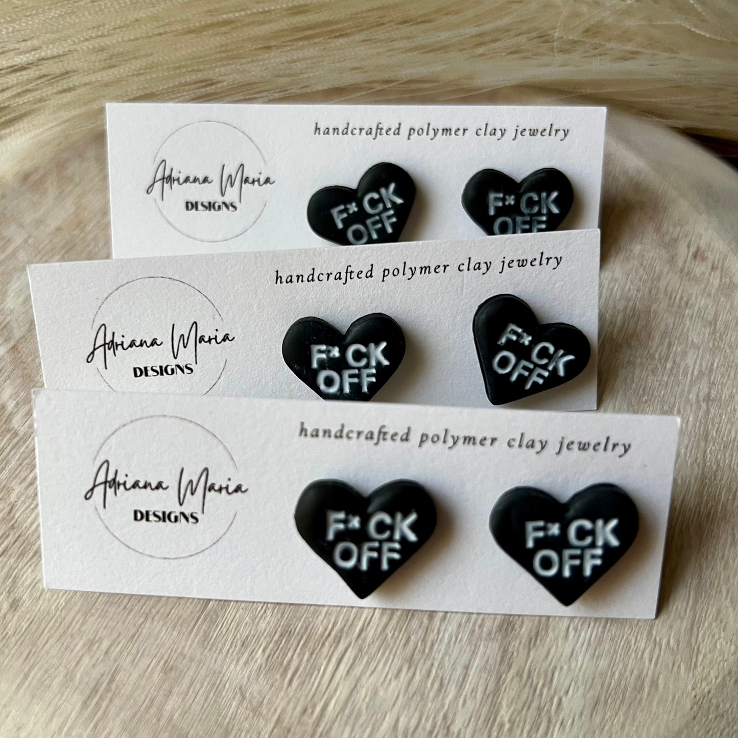 Anti-Valentines Day Conversation Hearts Polymer Clay Stud Earrings