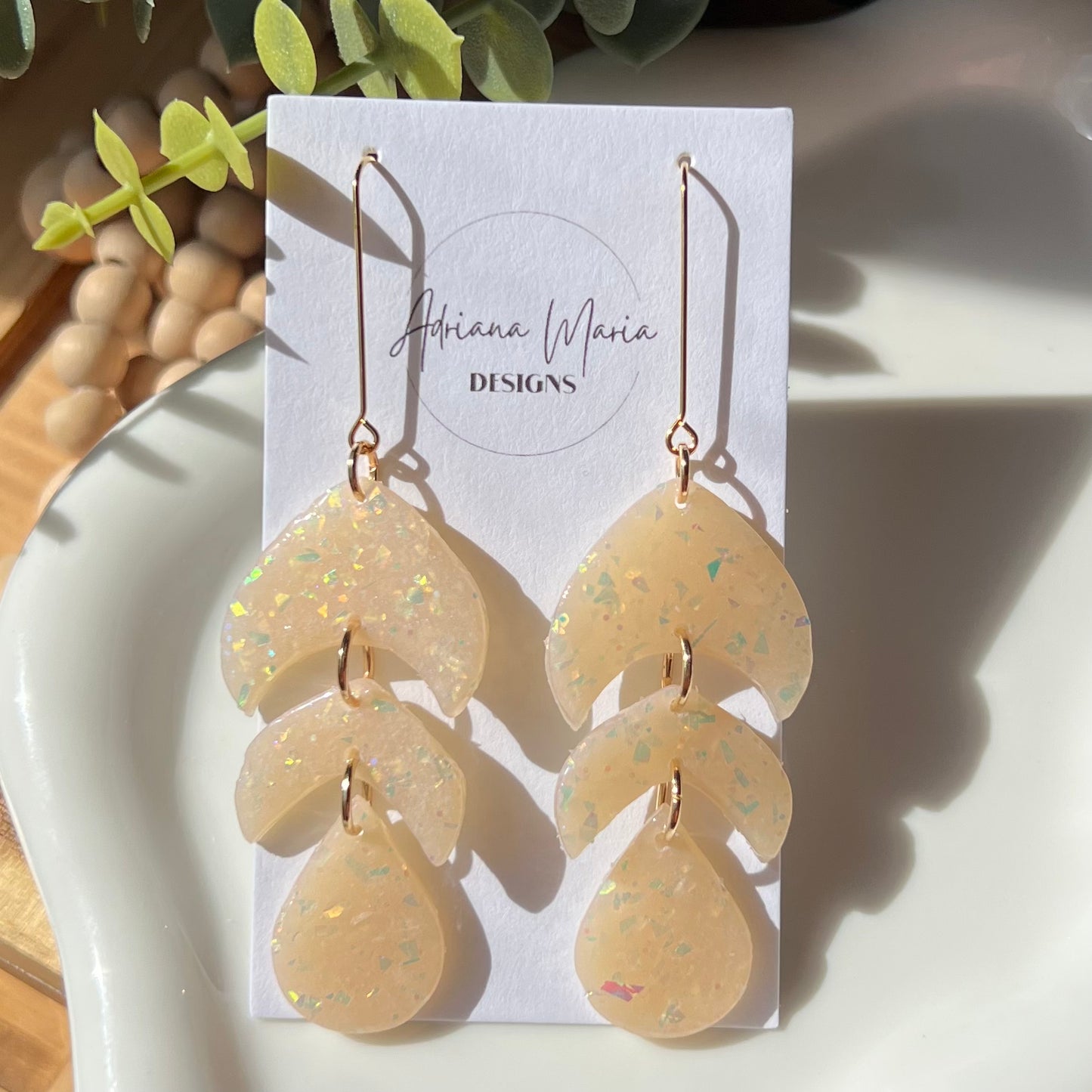 Opal Polymer Clay Statement Earrings