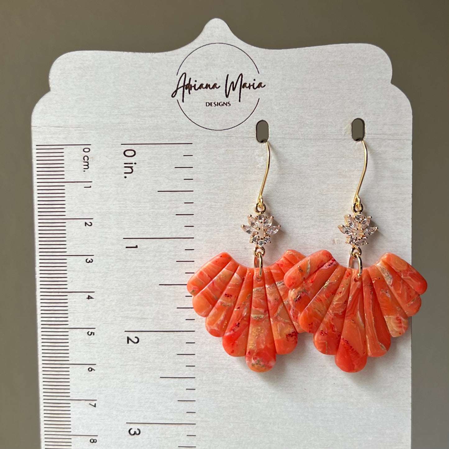 Orange Marbled Polymer Clay Statement Earrings