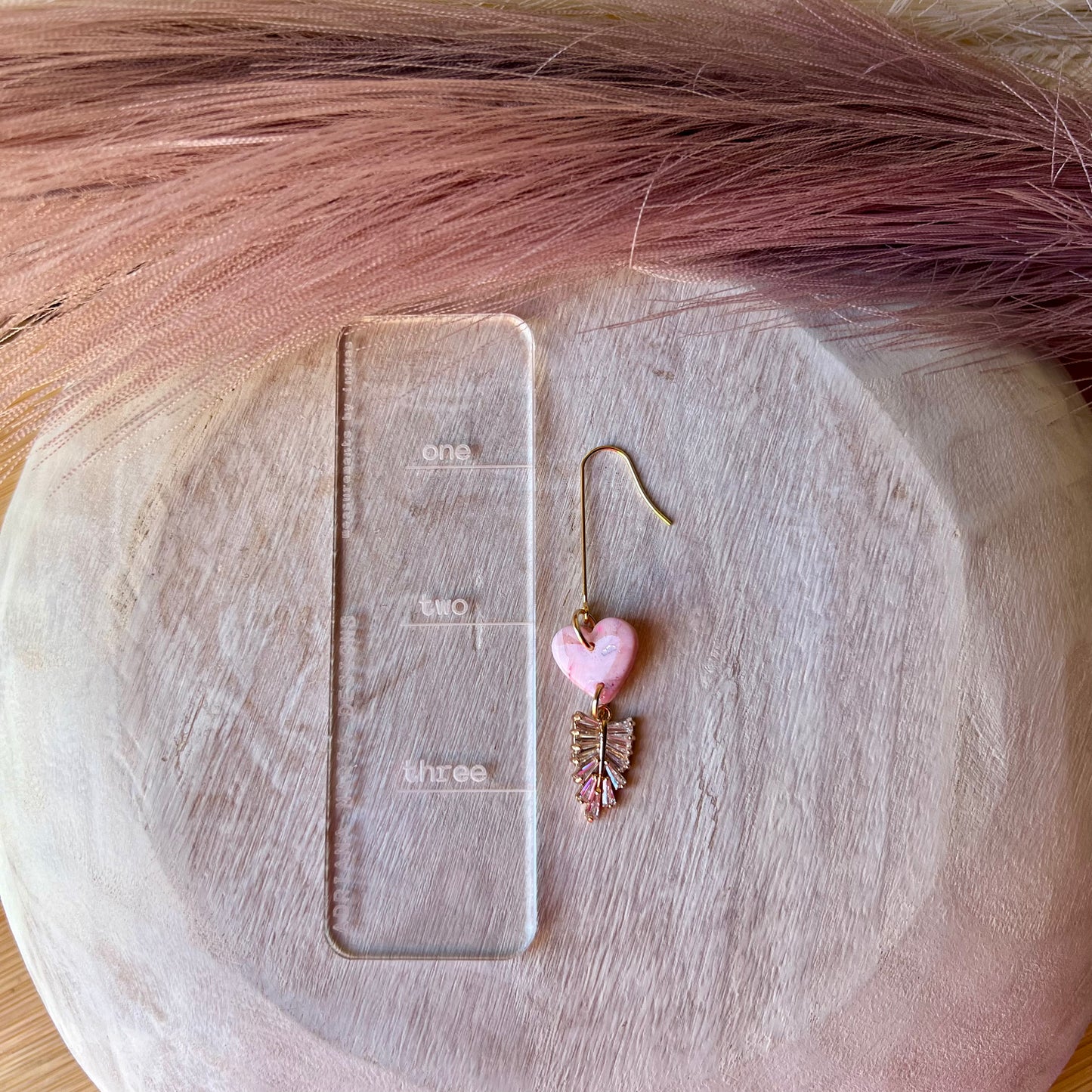 Rose Quartz Inspired Heart Polymer Clay Earrings