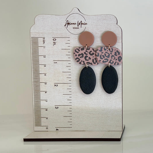 Neutral Leopard Polymer Clay Dangle Earrings