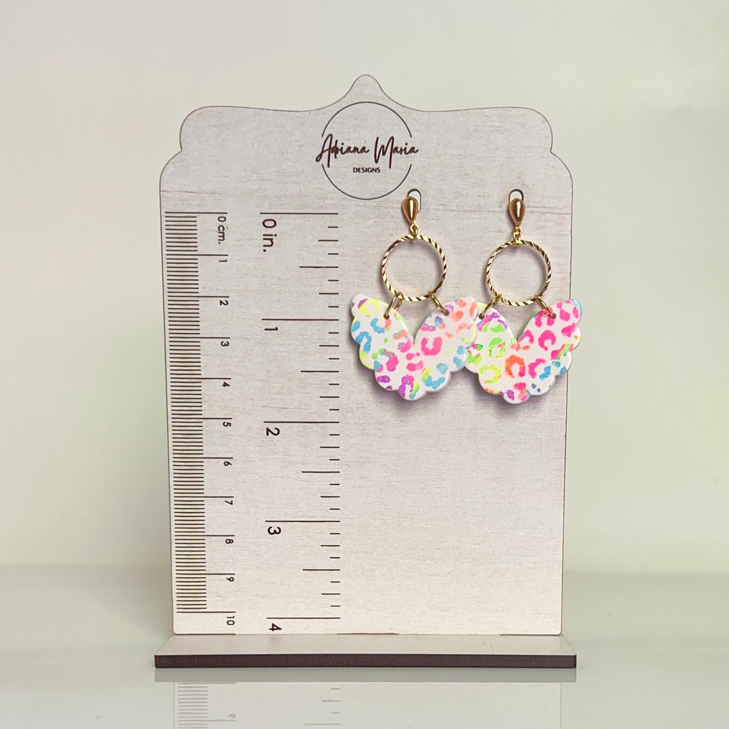 Rainbow Leopard Print Polymer Clay Earrings