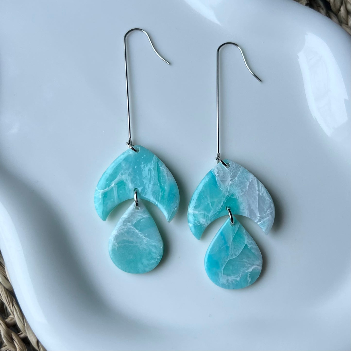 Ocean Waves Polymer Clay  Earrings