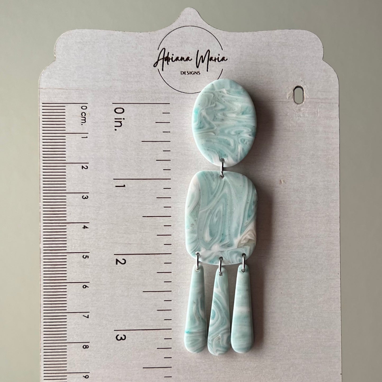 Seafoam Cascade Polymer Clay Earrings, Lightweight Statement Dangles