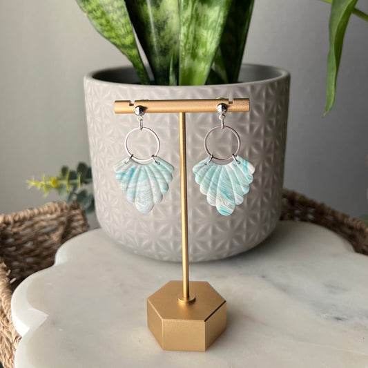 Seafoam Cascade Polymer Clay Earrings, Lightweight Dangles