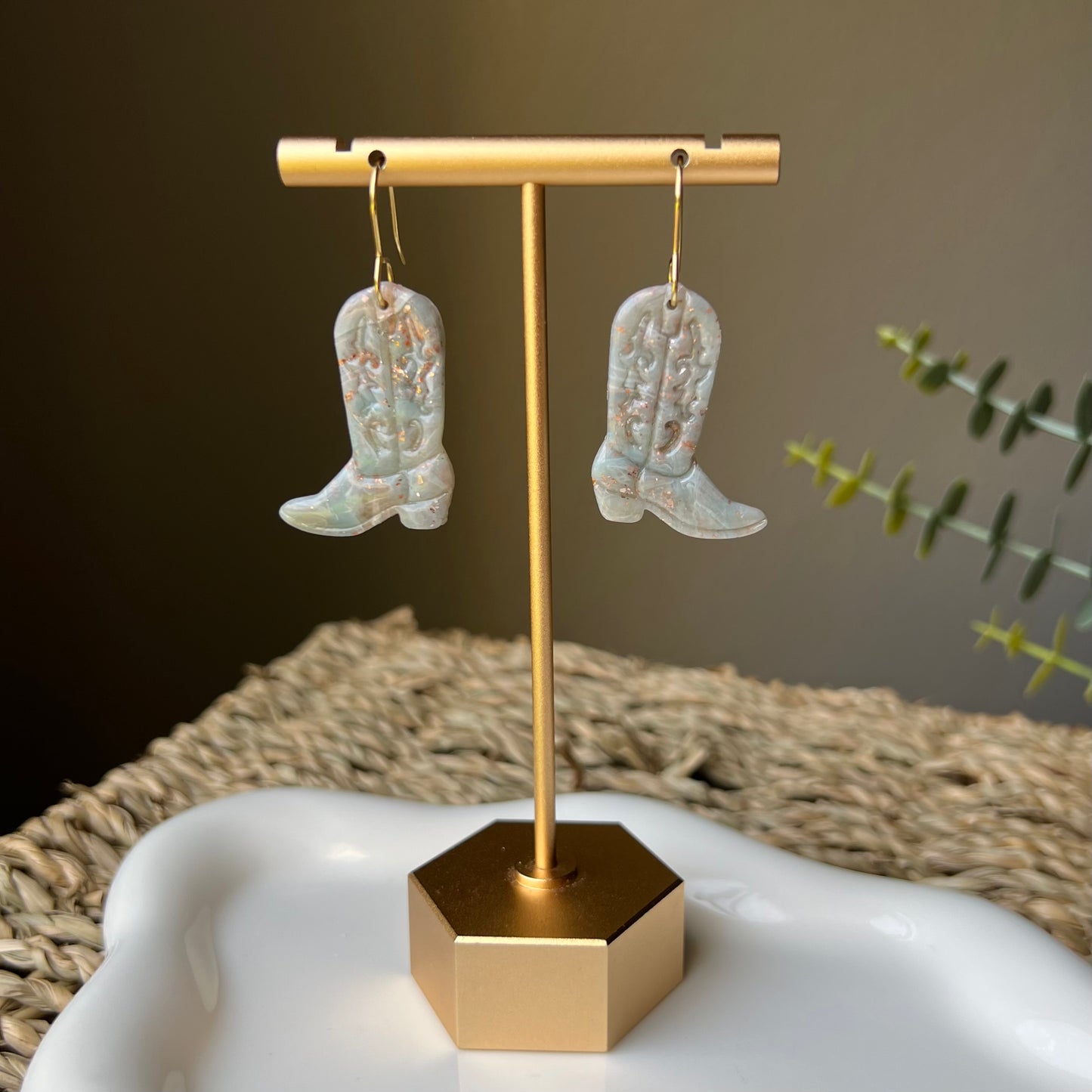 Cowgirl Boot Polymer Clay Earrings