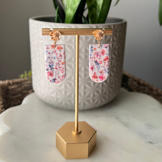 Wildflower Bloom Arch Polymer Clay Earrings with Flower Posts