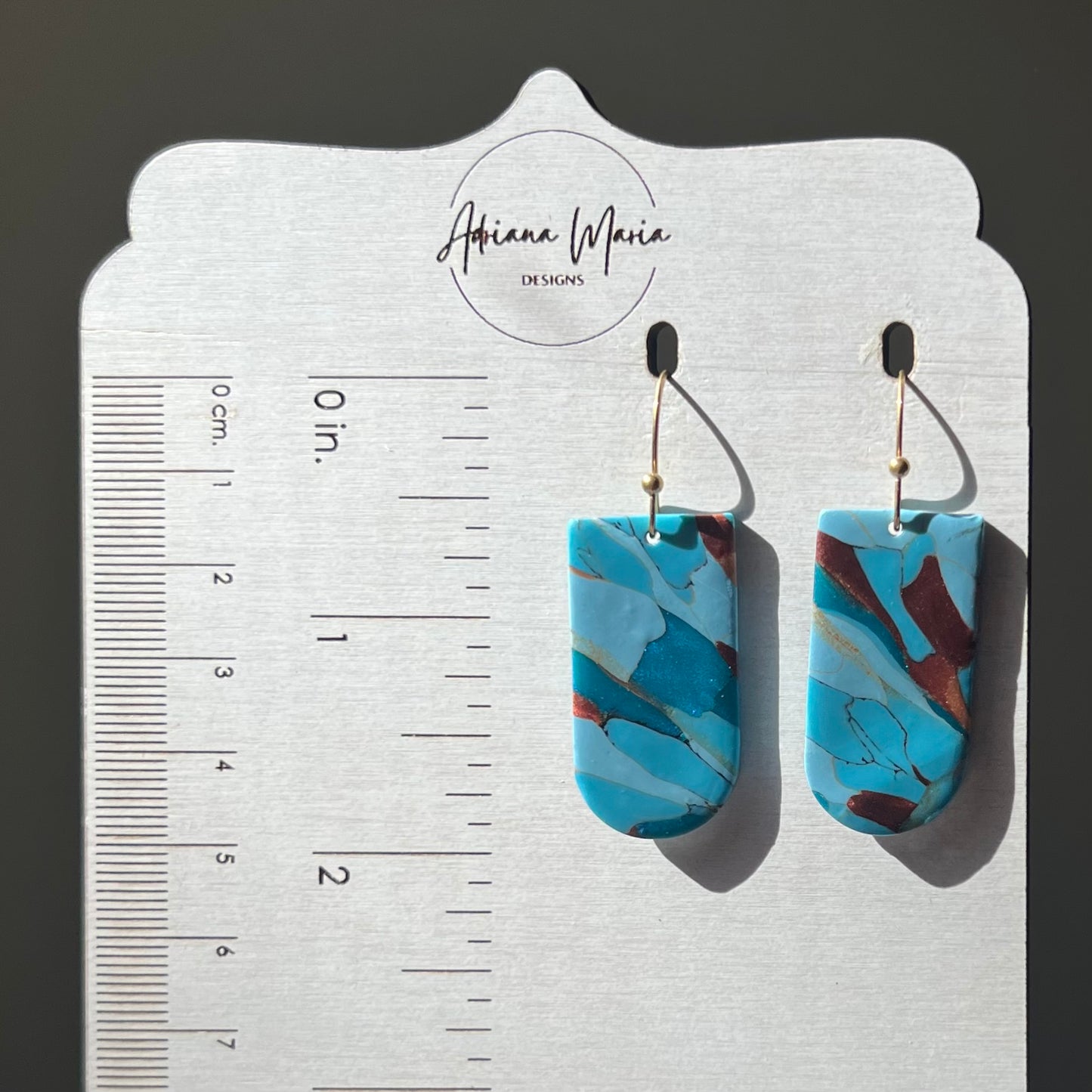 Turquoise Stone inspired Polymer Clay Earrings, lightweight dangles, western style