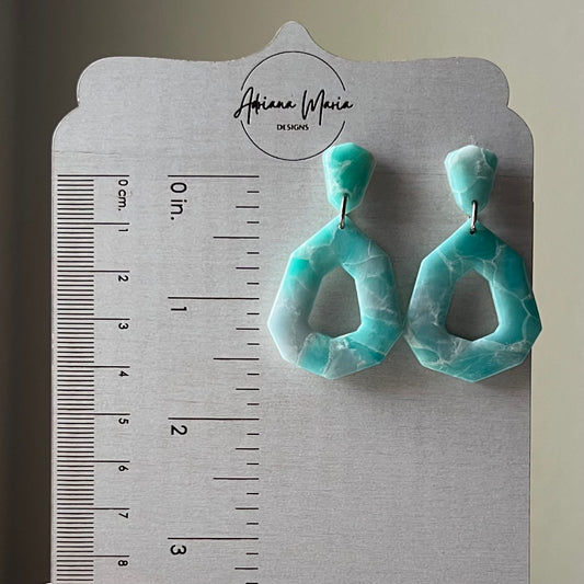 Ocean Waves Marbled Polymer Clay Earrings