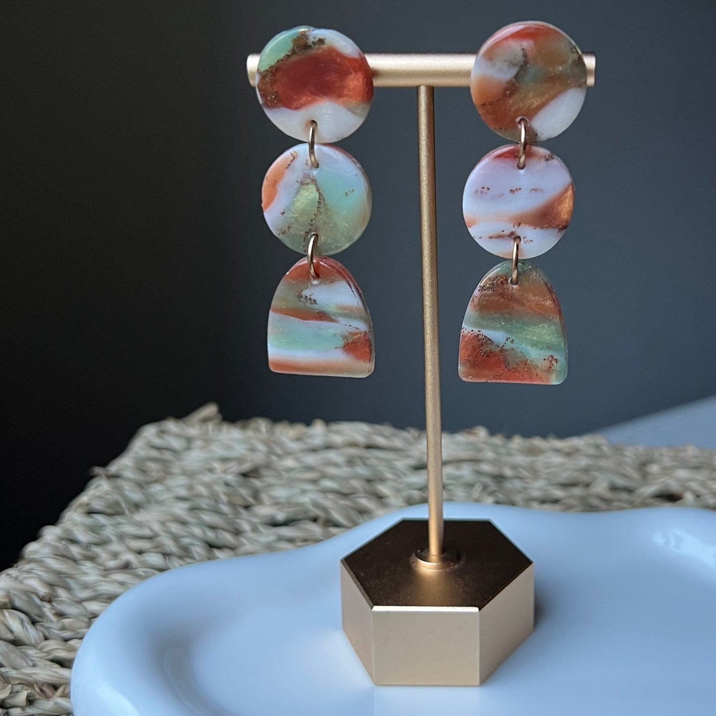 Earthen Glow Polymer Clay Statement Earrings