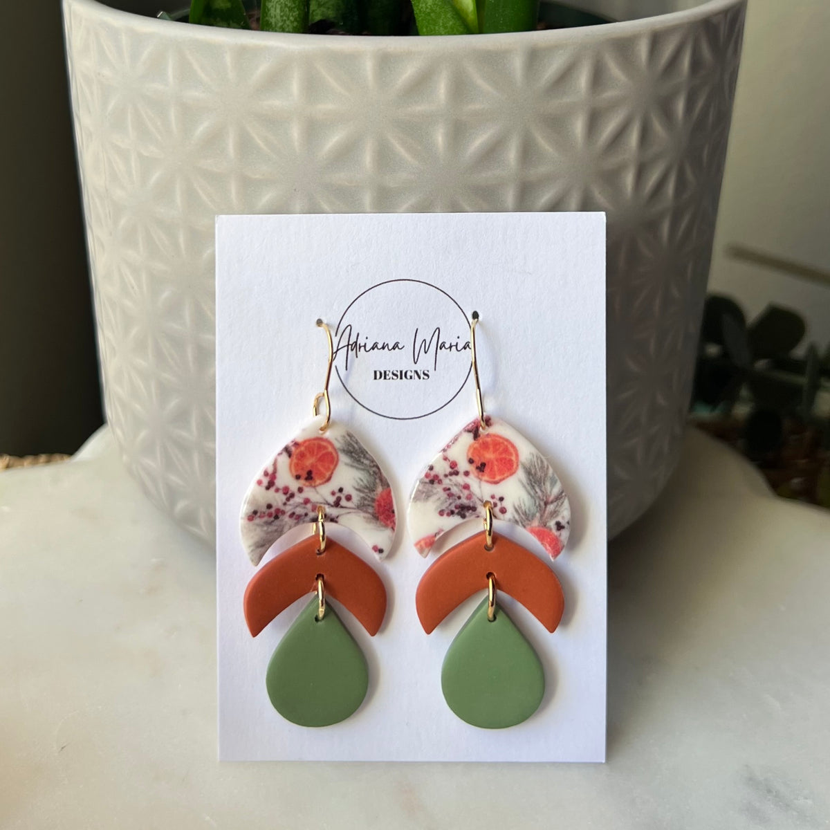 Fall Spice Print Clay Earrings