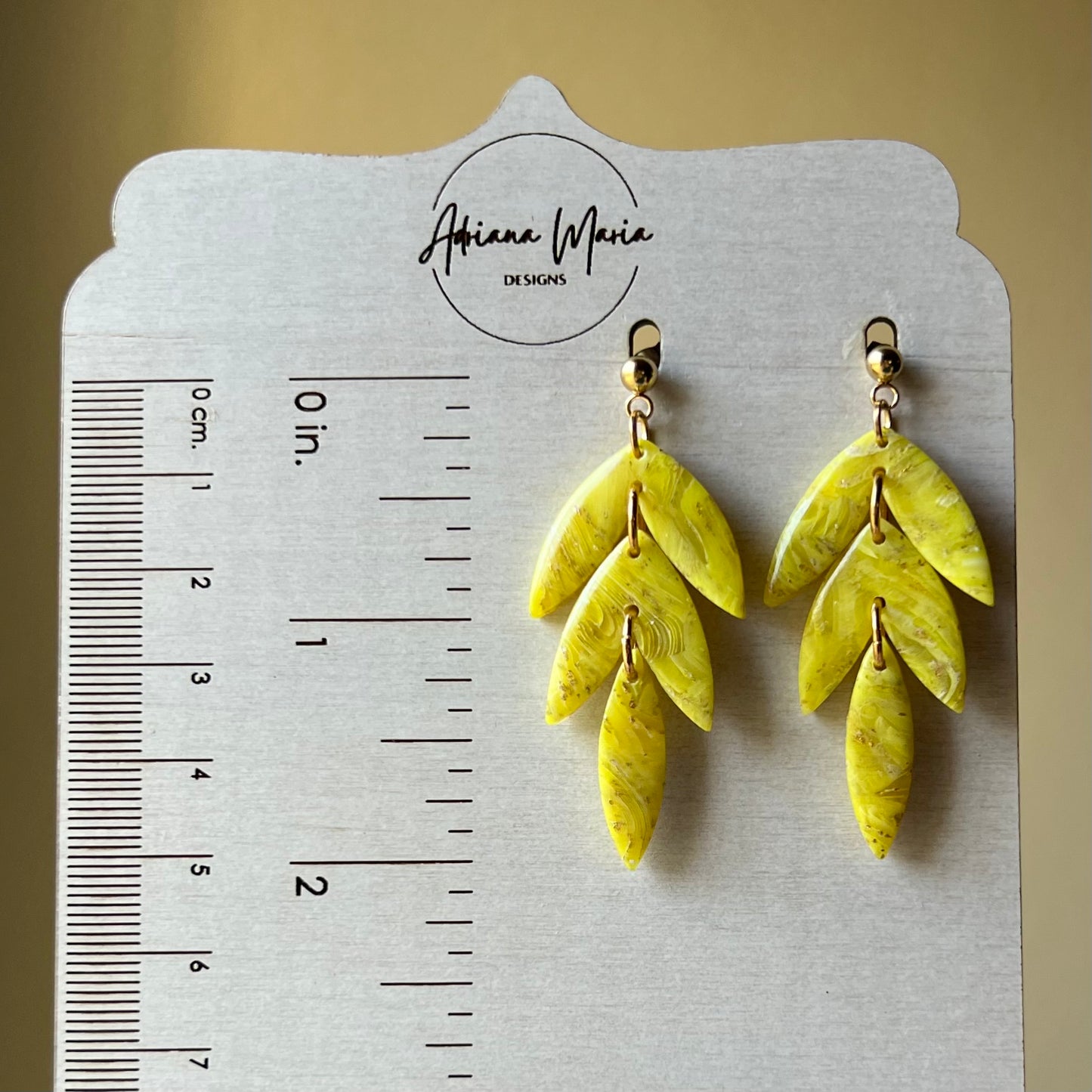 Yellow Marbled Polymer Clay Earrings