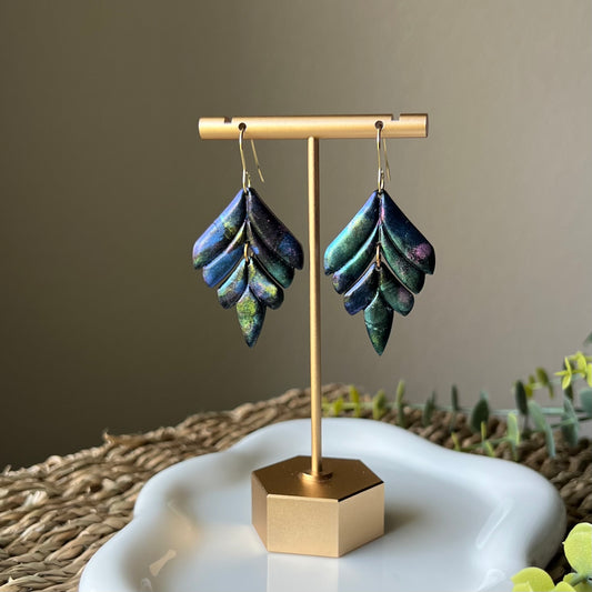 Mica Painted Feather Polymer Clay Earrings