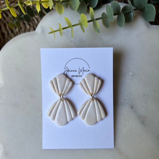 White Marbled Seashell Polymer Clay Earrings