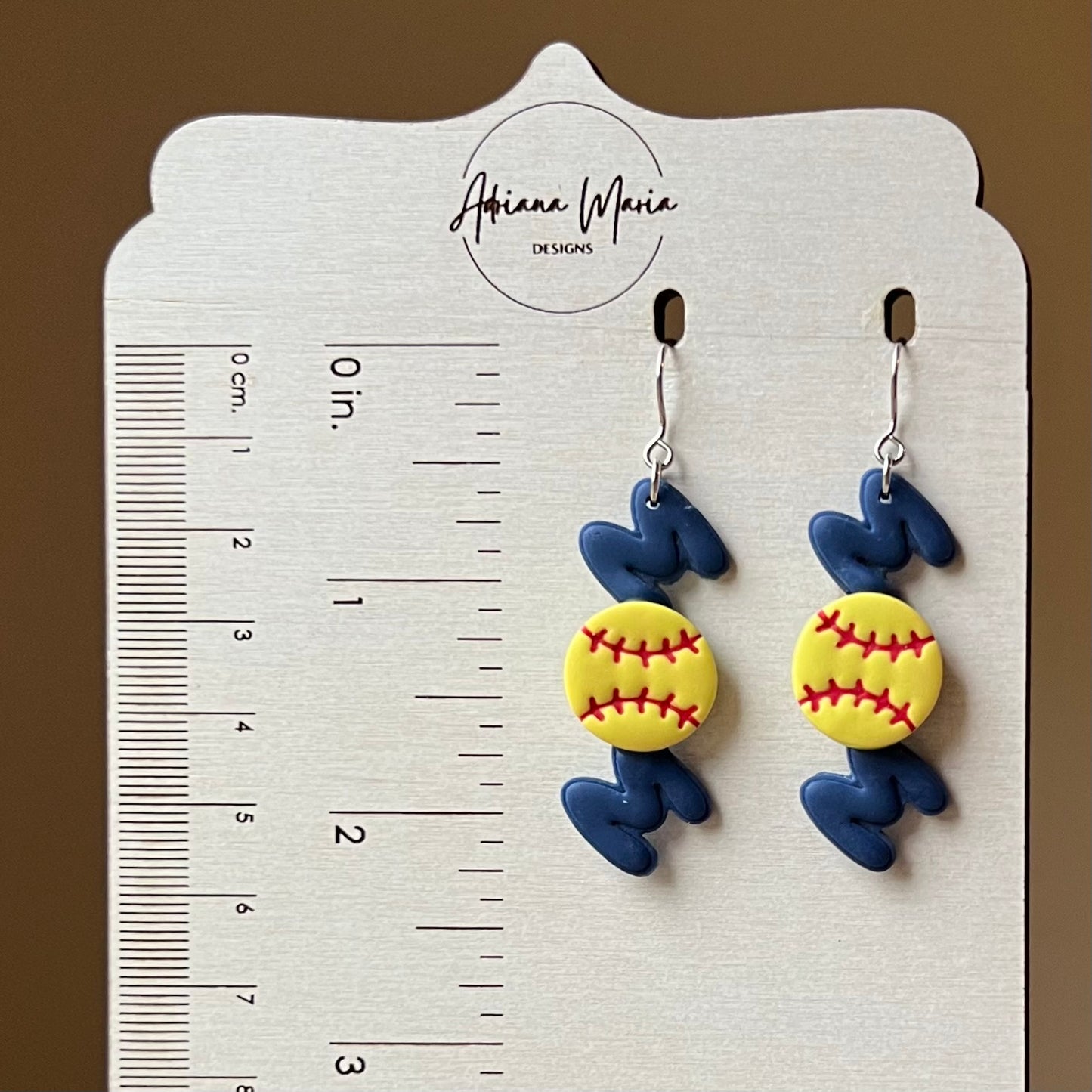 Softball MOM Dangle Polymer Clay Earrings