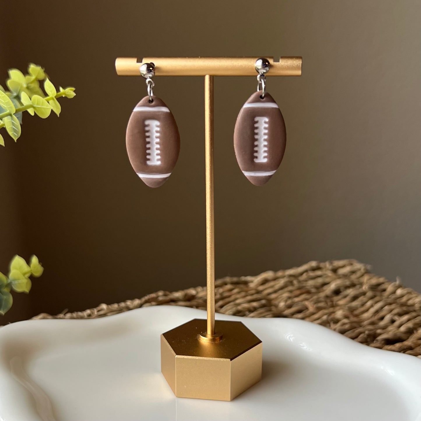 Football Polymer Clay Earrings