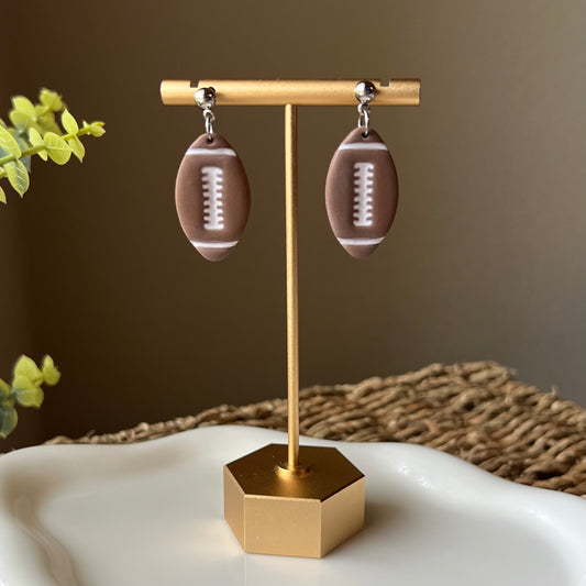 Polymer Clay Earrings - Football Dangles