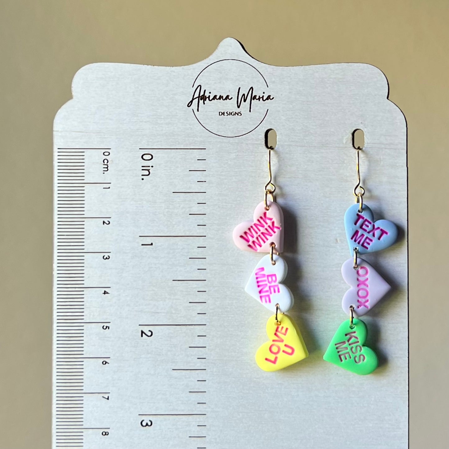 Valentine’s Day Conversation Candy Heart Polymer Clay Dangle Earrings