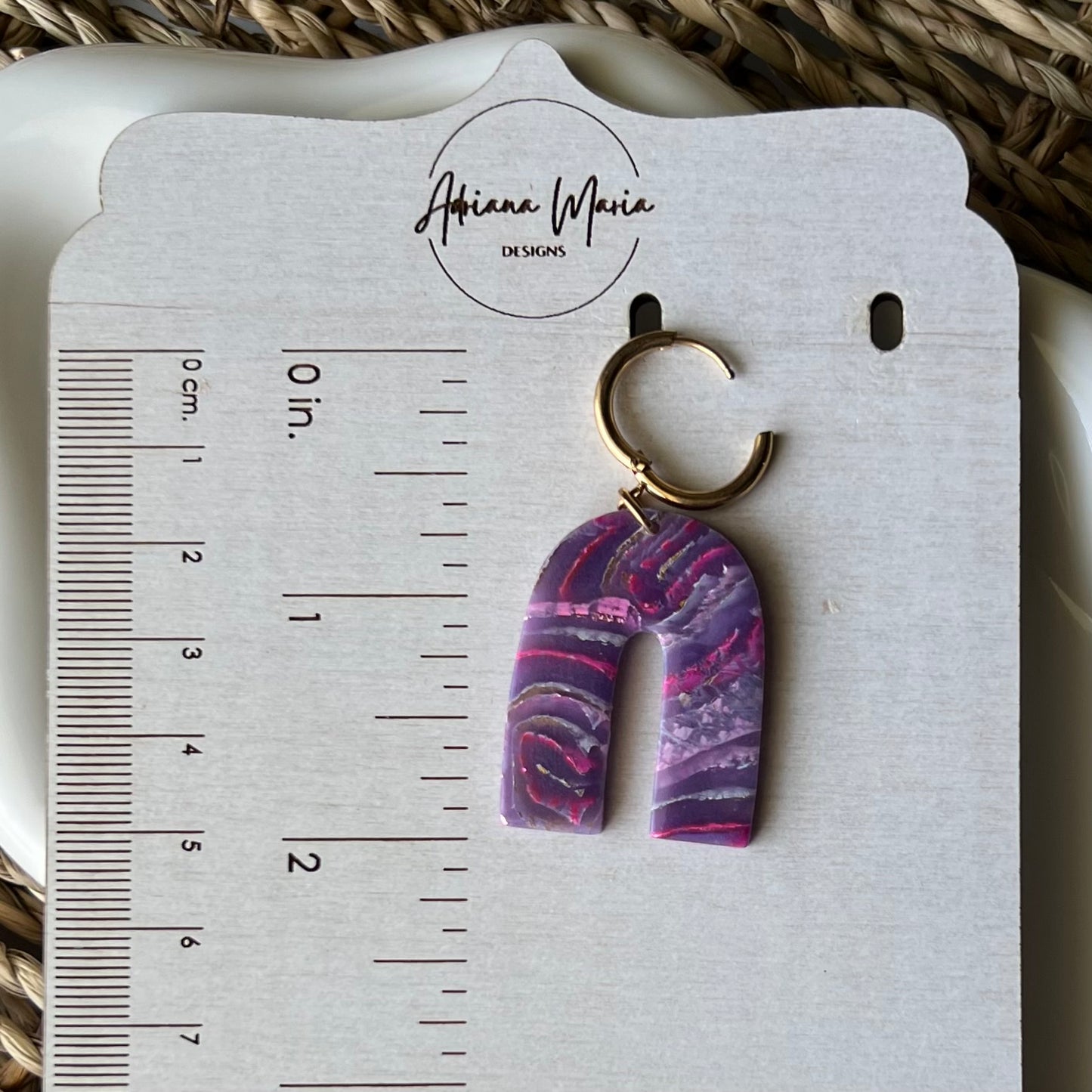 Dream In Purple: Agate Marbled Arch Polymer Clay Earrings