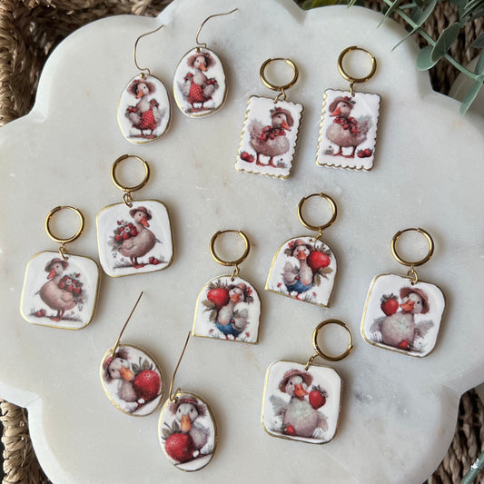 Strawberry Goose Collection: Polymer Clay Lightweight Dangles