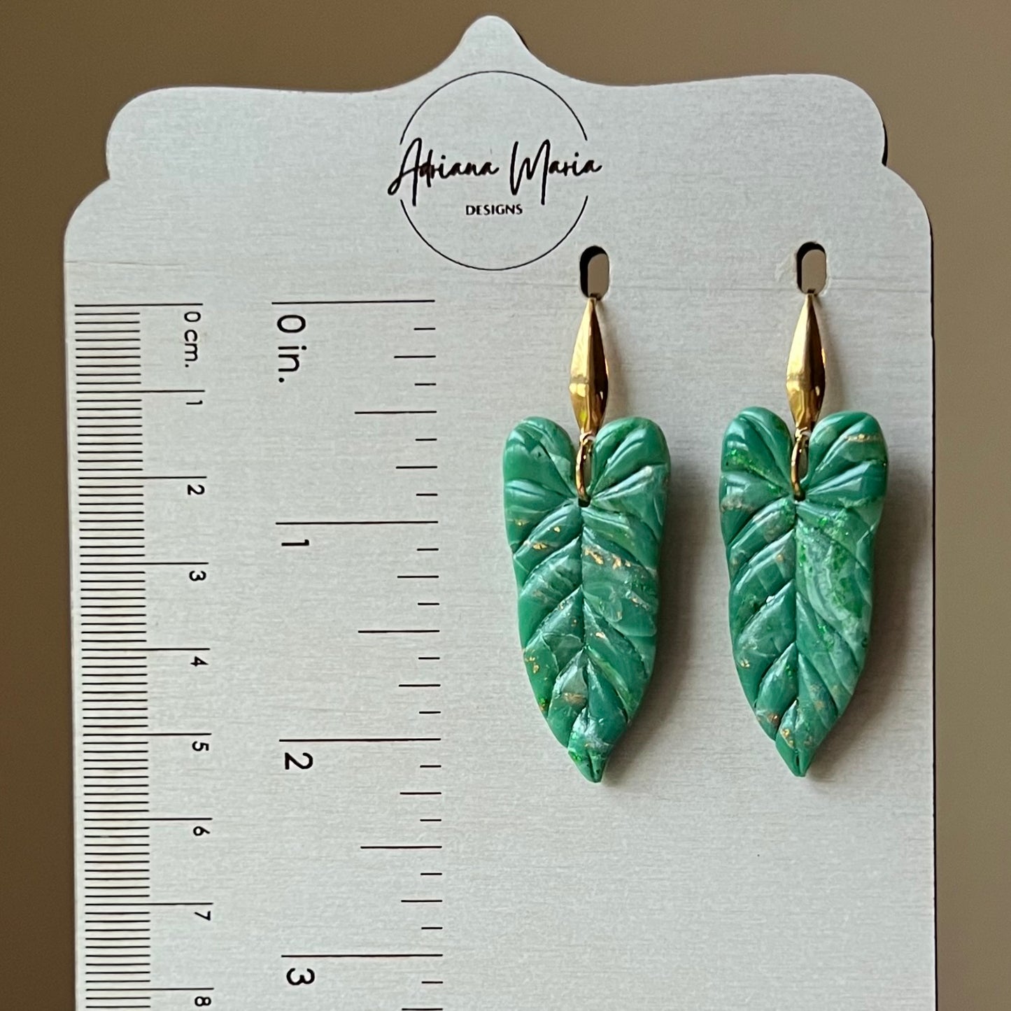 Green Marbled Anthurium Leaf Dangles