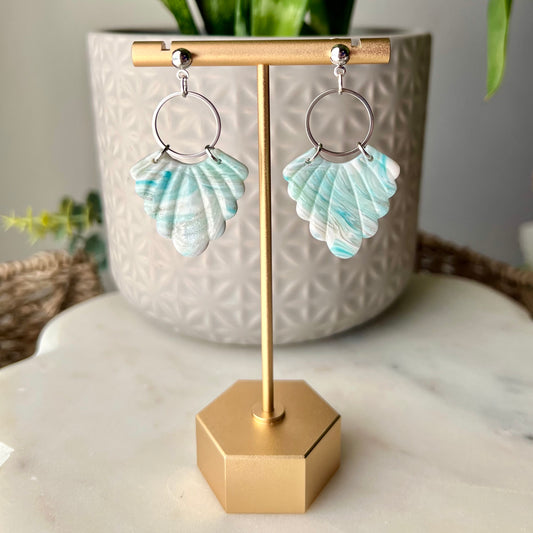 Seafoam Cascade Polymer Clay Earrings, Lightweight Dangles