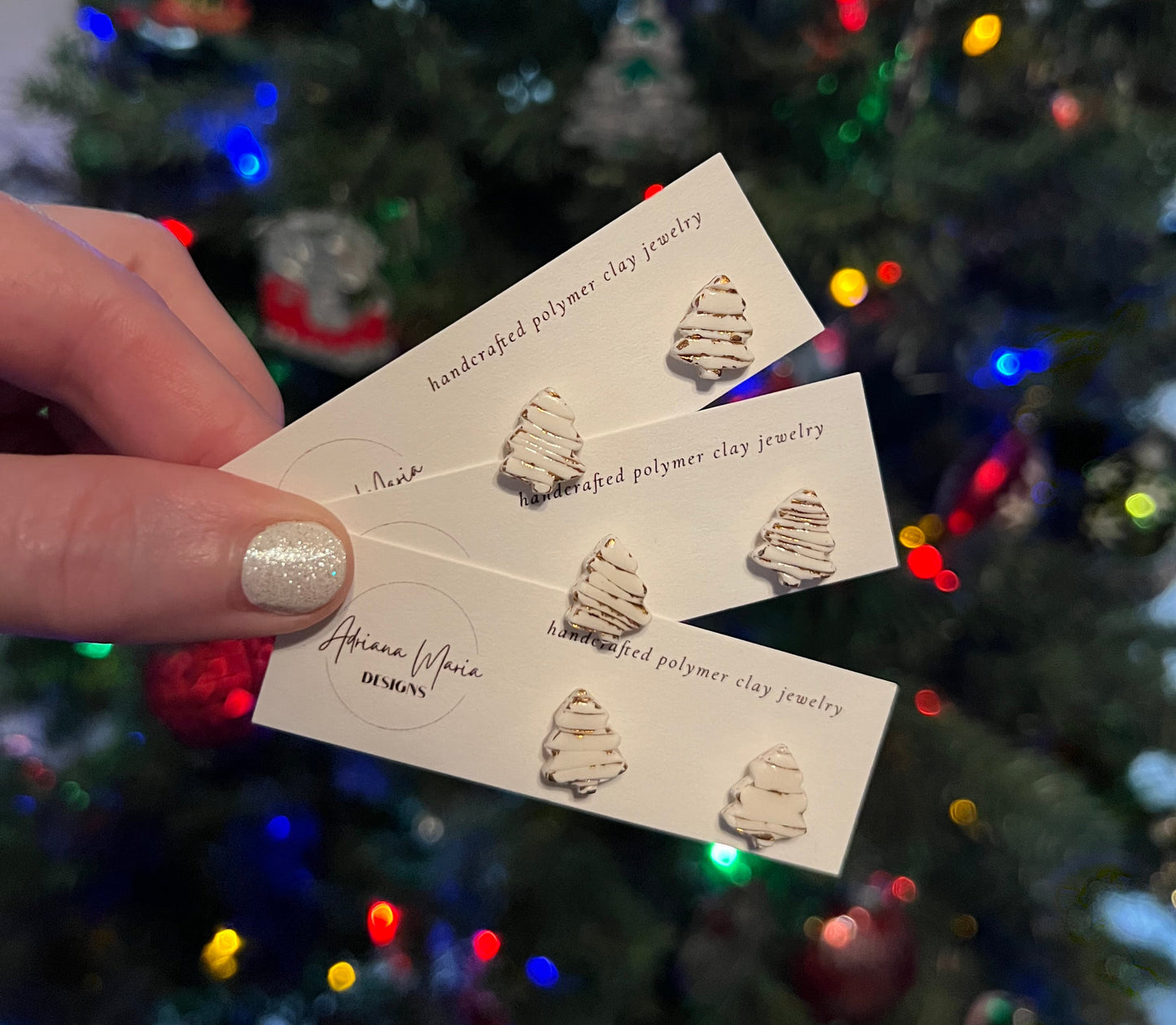 White & Gold Christmas Tree Studs