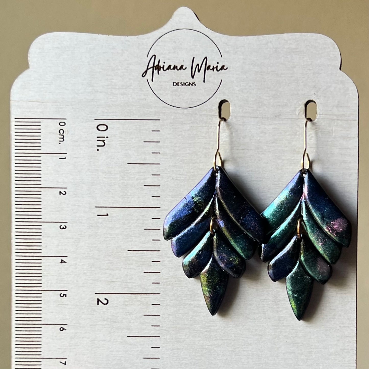Mica Painted Feather Polymer Clay Earrings