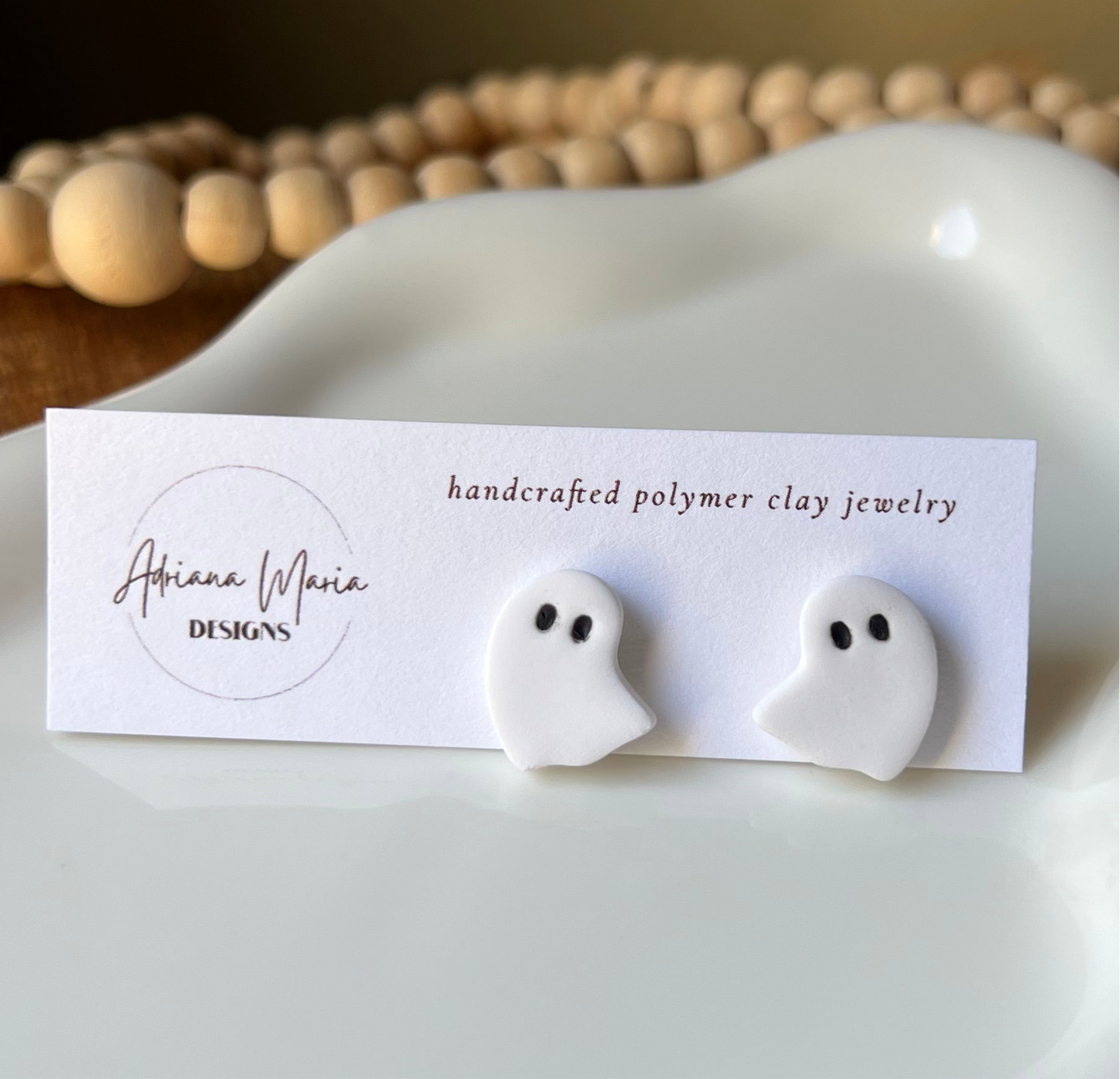 Ghost Polymer Clay Stud Earrings
