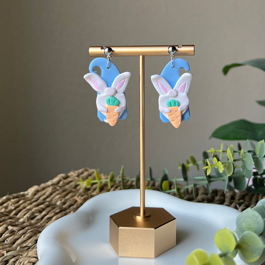 Bunny Rabbit Gnome Polymer Clay Earrings