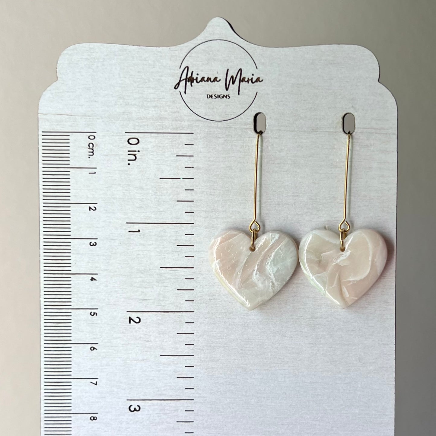 Polymer Clay Earrings - Soft Pastel Marbled Heart Shape Lightweight Dangles