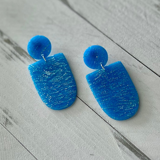 Blue & Silver Translucent Polymer Clay Earrings