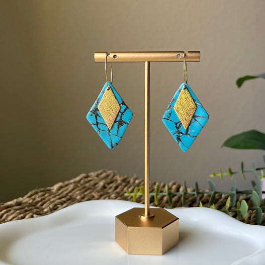 Turquoise Stone Inspired Polymer Clay Earrings