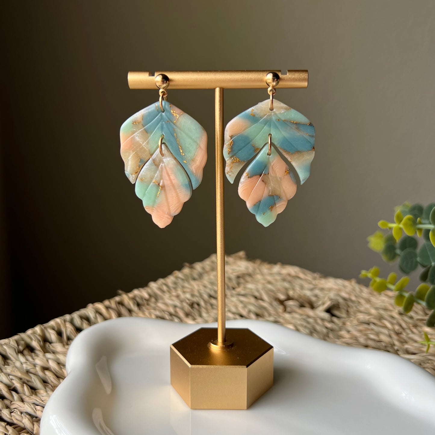 Lucelle Collection: Foliage Polymer Clay Dangle Earrings