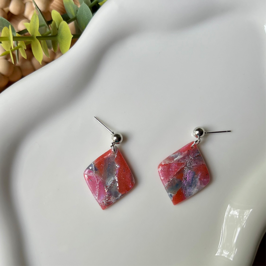 Rosso Marble Polymer Clay Earrings