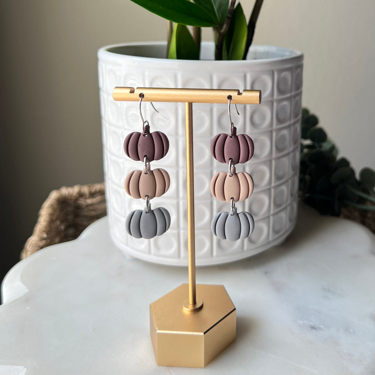 Pumpkin Patch Polymer Clay Earrings – Lightweight Fall Dangles