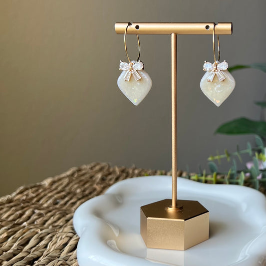 Holographic Polymer Clay Earrings with CZ Bow