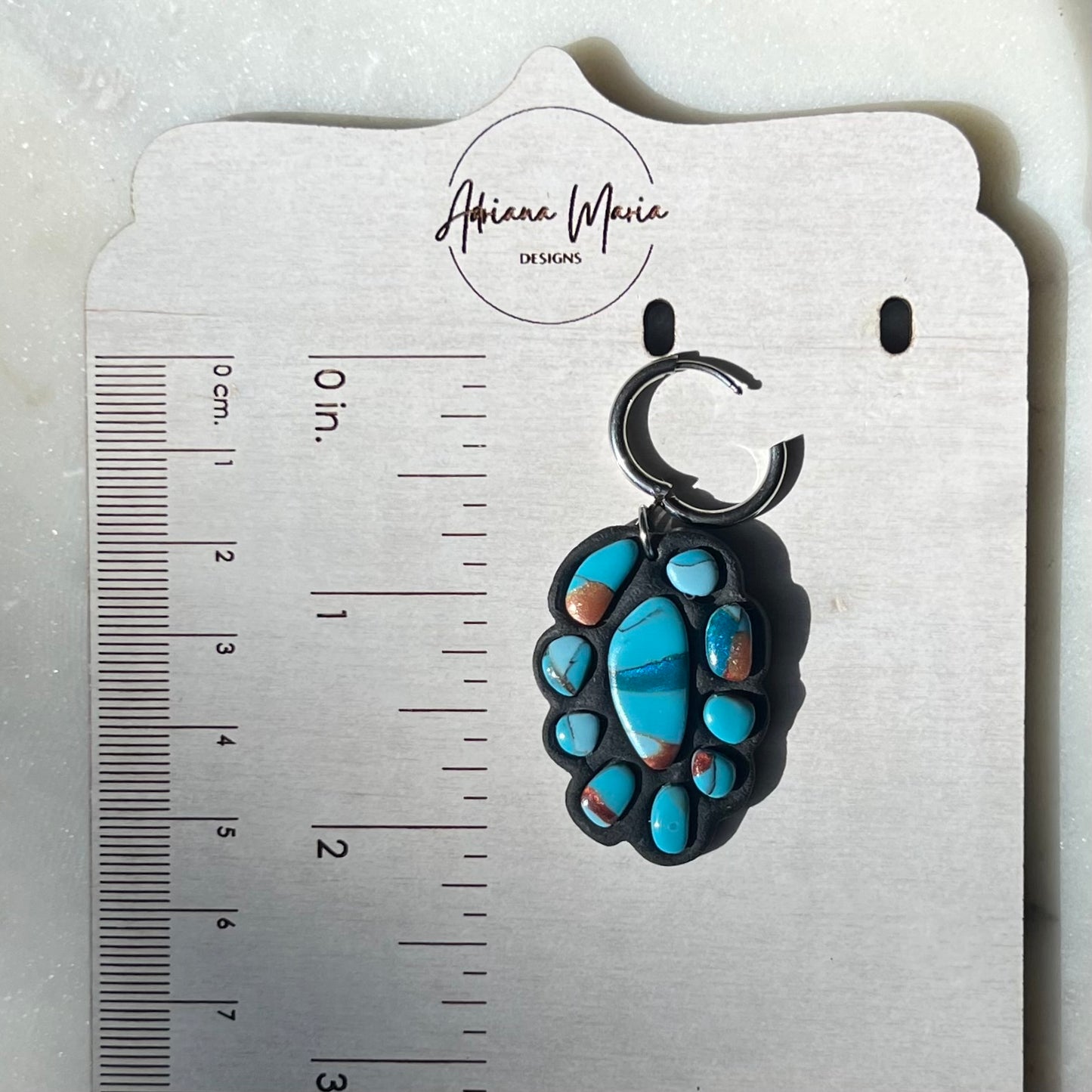 Turquoise Stone inspired Polymer Clay Bezel Statement Earrings, lightweight dangles, western style