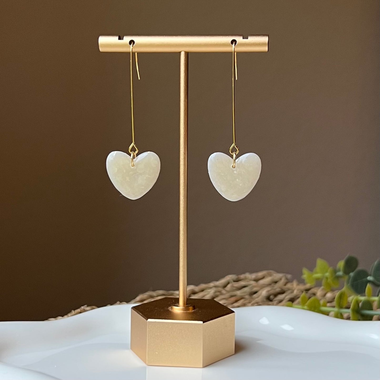 Heart Opal Polymer Clay Earrings